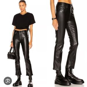 MOTHER The Insider Ankle Jeans in Faux Leather Wax On Wax Off